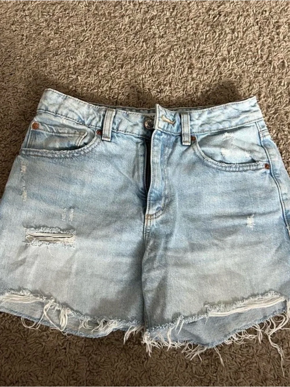Garage Light Blue Distressed Denim Shorts